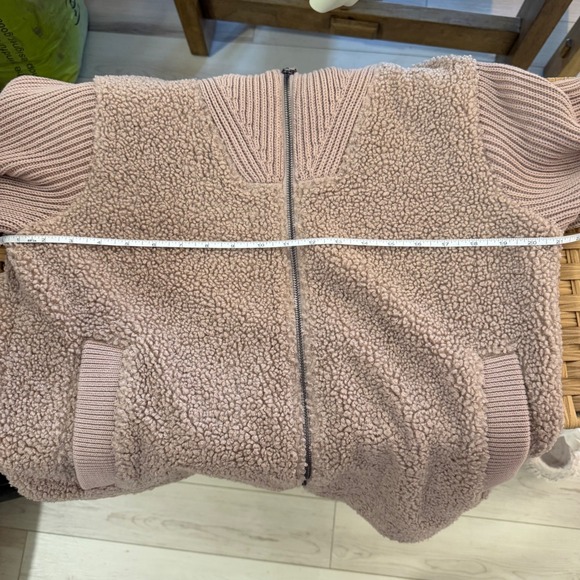 Varley Ardley Zip Through Knit Jacket Tan Brown Teddy Sherpa Size Small - Picture 4 of 7